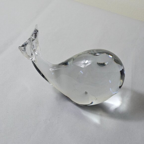 Whale Tail Clear Sculpture Figurine By Spectrum Crystal Indented Eyes Beautiful - Picture 2 of 9